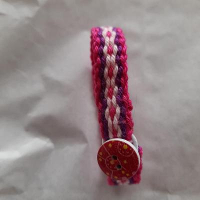 Bracelet celtique pour enfant, coton rose/blanc/violet